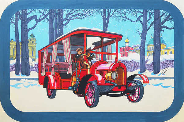 Художественный макет настенного перекидного календаря на 1984 год с изображением автомобилей, 1983.